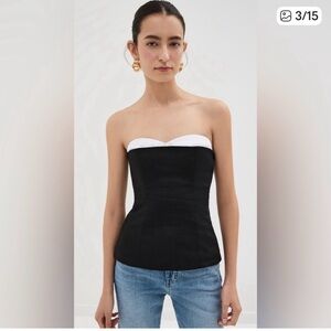 Reformation Black and Cream Strapless top